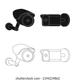 Vector illustration of cctv and camera symbol. Set of cctv and system vector icon for stock.