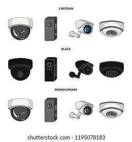 Vector illustration of cctv and camera symbol. Collection of cctv and system stock vector illustration.