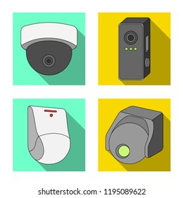 Vector illustration of cctv and camera symbol. Set of cctv and system vector icon for stock.