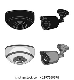 Vector illustration of cctv and camera symbol. Collection of cctv and system stock vector illustration.