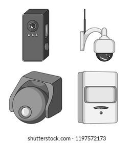 Vector illustration of cctv and camera symbol. Collection of cctv and system vector icon for stock.