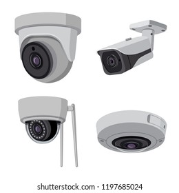 Vector illustration of cctv and camera symbol. Set of cctv and system stock vector illustration.