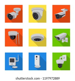 Vector illustration of cctv and camera symbol. Set of cctv and system stock vector illustration.