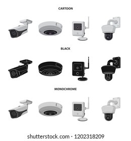 Vector illustration of cctv and camera symbol. Collection of cctv and system stock vector illustration.
