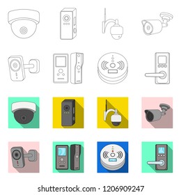 Vector illustration of cctv and camera symbol. Collection of cctv and system vector icon for stock.
