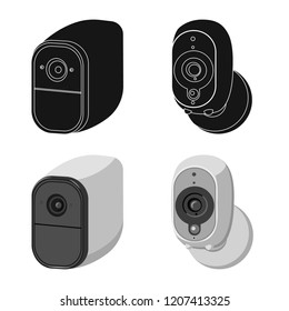 Vector illustration of cctv and camera symbol. Set of cctv and system vector icon for stock.