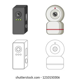 Vector illustration of cctv and camera symbol. Collection of cctv and system stock symbol for web.
