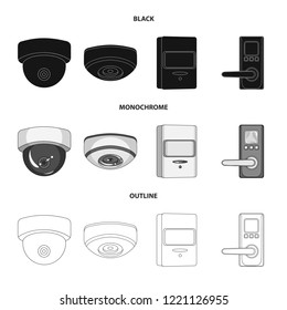 Vector illustration of cctv and camera symbol. Collection of cctv and system vector icon for stock.
