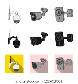 Vector illustration of cctv and camera symbol. Collection of cctv and system stock symbol for web.