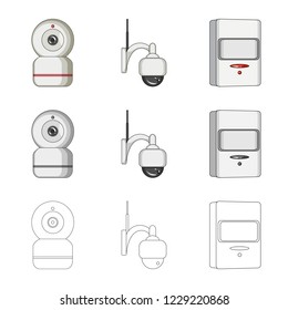 Vector illustration of cctv and camera symbol. Set of cctv and system stock vector illustration.