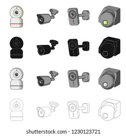 Vector illustration of cctv and camera symbol. Set of cctv and system stock symbol for web.