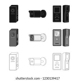 Vector illustration of cctv and camera symbol. Set of cctv and system vector icon for stock.