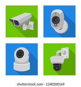 Vector illustration of cctv and camera symbol. Set of cctv and system stock vector illustration.