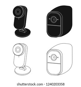 Vector illustration of cctv and camera symbol. Set of cctv and system stock symbol for web.