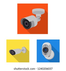 Vector illustration of cctv and camera symbol. Collection of cctv and system vector icon for stock.