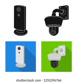 Vector illustration of cctv and camera symbol. Set of cctv and system stock vector illustration.