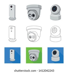 Vector illustration of cctv and camera symbol. Collection of cctv and system vector icon for stock.