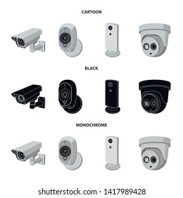 Vector illustration of cctv and camera symbol. Collection of cctv and system stock symbol for web.