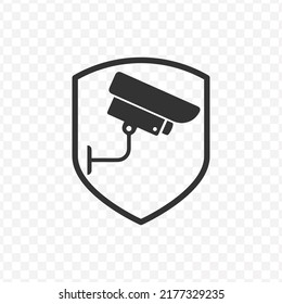 Vector illustration of cctv protector icon in dark color and transparent background(png).