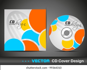 Vector illustration of CD cover design template with copy space in colorful abstract design. EPS 10, easy to edit.