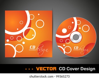 Ilustración vectorial de la plantilla de diseño de portada de CD con espacio de copia en color naranja y blanco. EPS 10, fácil de editar.