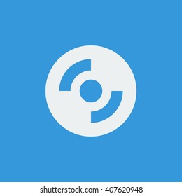 Vector illustration of CD-ROM sign icon on blue background.