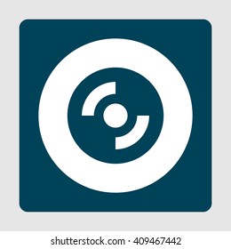 Vector illustration of CD-ROM sign icon on blue background.