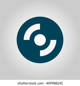 Vector illustration of CD-ROM sign icon on grey background.