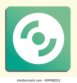 Vector illustration of CD-ROM sign icon on green light background.