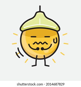Vector Illustration of Ceiling Lamp Character with cute face and simple body line drawing on isolated background