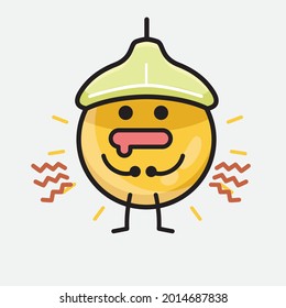 Vector Illustration of Ceiling Lamp Character with cute face and simple body line drawing on isolated background