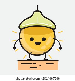 Vector Illustration of Ceiling Lamp Character with cute face and simple body line drawing on isolated background