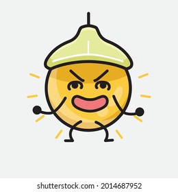 Vector Illustration of Ceiling Lamp Character with cute face and simple body line drawing on isolated background
