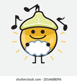 Vector Illustration of Ceiling Lamp Character with cute face and simple body line drawing on isolated background