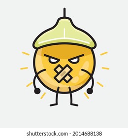 Vector Illustration of Ceiling Lamp Character with cute face and simple body line drawing on isolated background