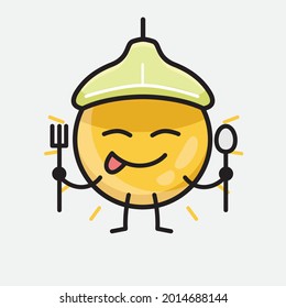 Vector Illustration of Ceiling Lamp Character with cute face and simple body line drawing on isolated background