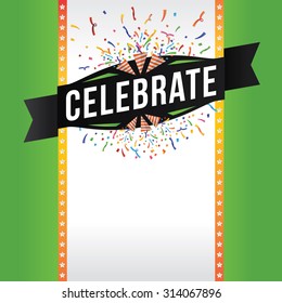 Vector illustration of celebrate with confetti background.