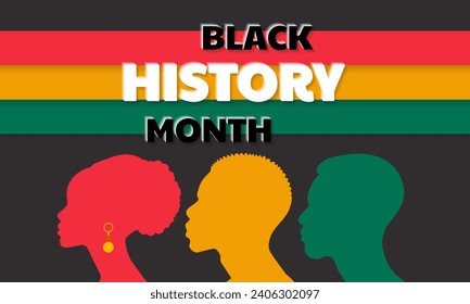 Vector illustration for celebrating African American History Month, silhouette of African woman and African man with text black history month