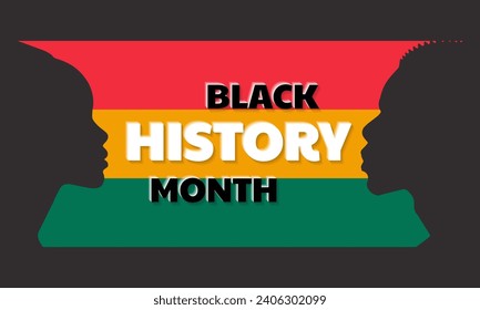 Vector illustration for celebrating African American History Month, silhouette of African woman and African man with text black history month