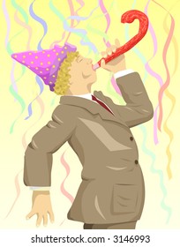 Vector illustration of a  celebrating businessman - the background is on a separate layer