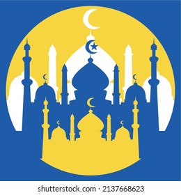 Imagen vectorial de la celebración del Mes Santo del Ramadán con la imagen de la mezquita