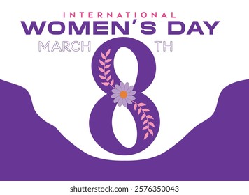 Vector Illustration Celebrating International Women's Day, with Empowering Symbols Beautiful Colors and Inspirational Imagery for Promotional Use