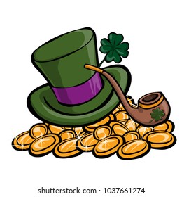 Vector illustration, celebrating St. Patrick, card concept, white background