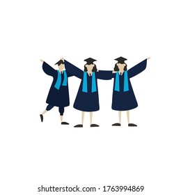 vector illustration of celebrating university graduation, white background