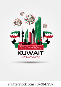 vector illustration celebration 25-26 February national day Kuwait, festive icon 