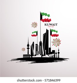 vector illustration celebration 25-26 February national day Kuwait, festive icon 