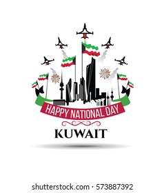 vector illustration celebration 25-26 February national day Kuwait, festive icon 