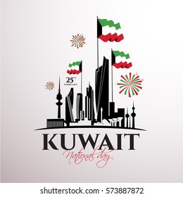 vector illustration celebration 25-26 February national day Kuwait, festive icon 