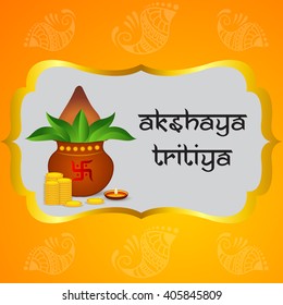 Vector illustration of a celebration background for Akshaya Tritiya with kalash.