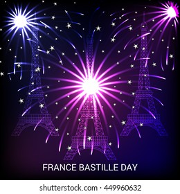 Vector illustration of a Celebration background for France Independence Day.